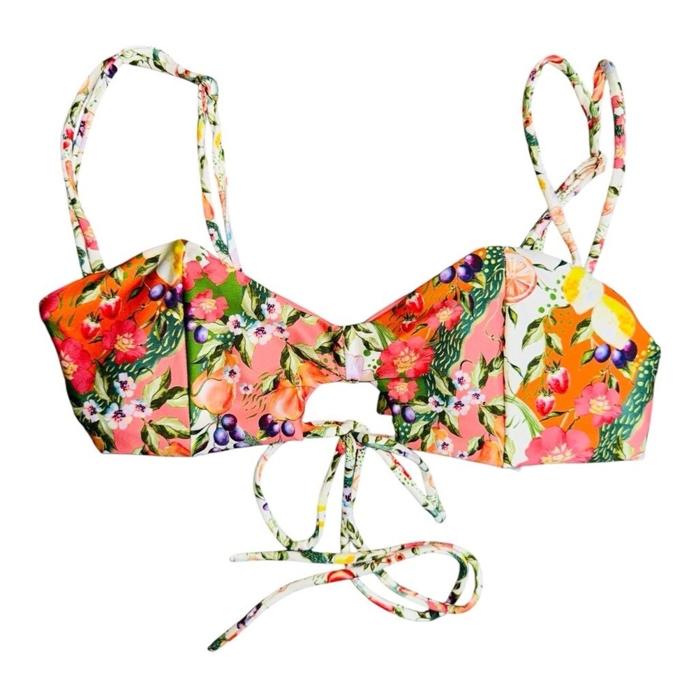 Agua Bendita‎ Small Kayla Seed Floral Print Bikini Top Women's Size S NWT
